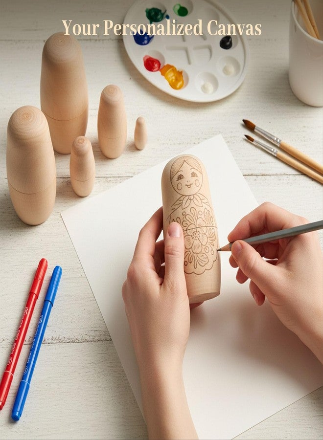 Koogel 6 Set Unpainted Nesting Dolls for Kids, Blank Nesting Dolls Wooden Matryoshka for Parent Child Activities Birthday Gift DIY Enthusiasts - Image 3